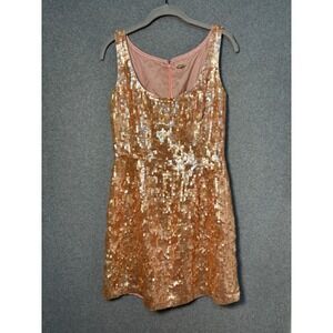 Vintage 100% Silk Peach Sequin Cocktail Dress‎ Glam Y2K Party Dress Size 6 Flaw